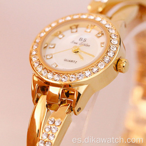 BS 2019 Relojes de pulsera casuales de cuarzo para mujer Lista vinculada de gama alta Reloj de diamantes completo personalizado Reloj de cuarzo Acero inoxidable FA1531